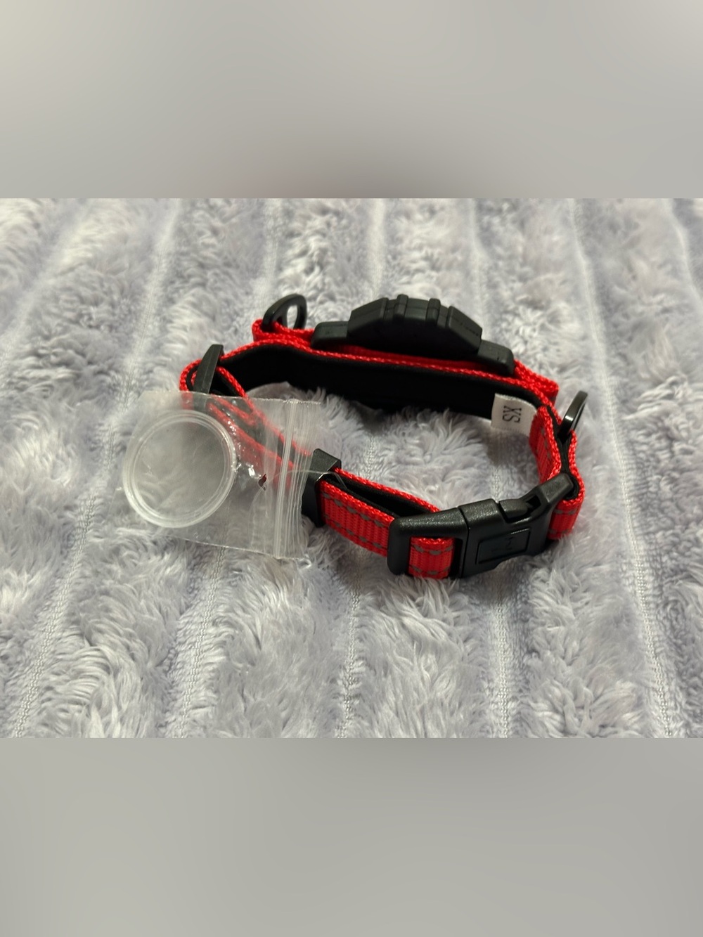 Red Adjustable Dog Collar with Secure Buckle and GPS Tracker Slot